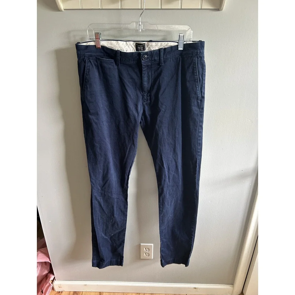 J.Crew Stretch Chino Pants Mens 34x34 Navy Blue Cotton Blend Casual Trousers